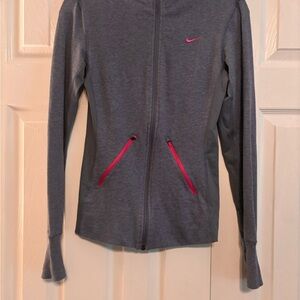 Nike Gray and Pink Sweatshirt Hoodie Stretch